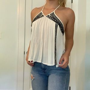 White printed loose tank top